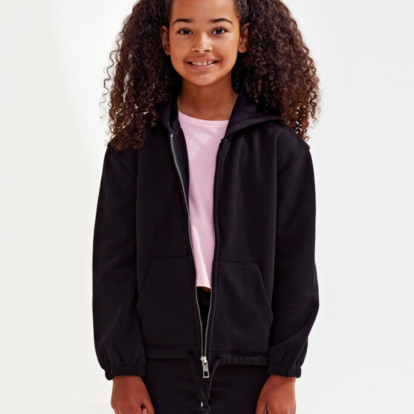 Kids TriDri® recycled cropped oversize full-zip hoodie Thumbnail