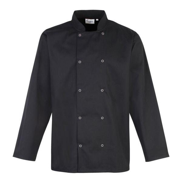 Studded front long sleeve chef's jacket Thumbnail