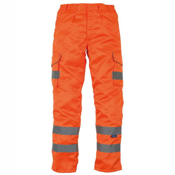 Hi-vis polycotton cargo trousers with knee pad pockets (HV018T/3M) Thumbnail