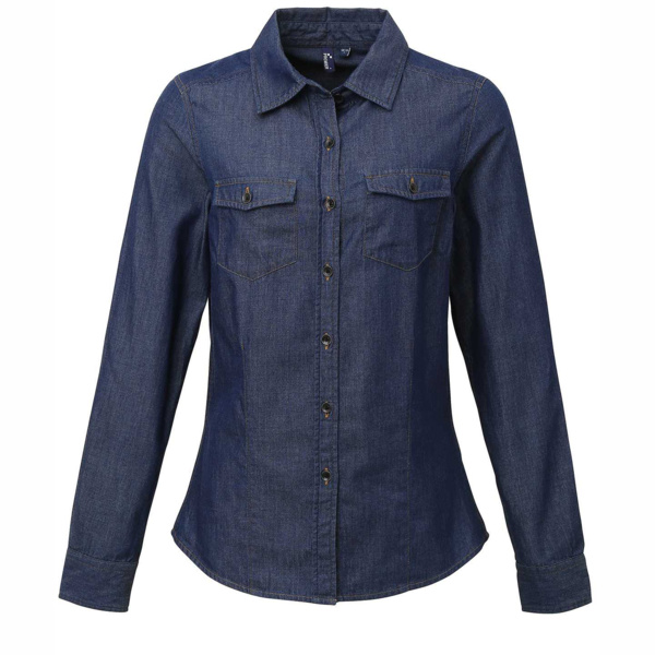 Women's jeans stitch denim shirt Thumbnail